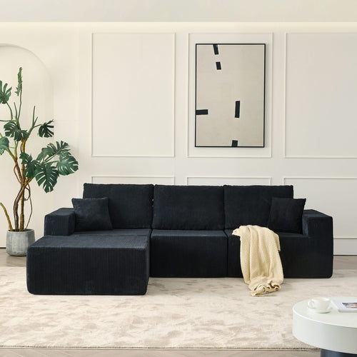 110' Cloud Modular Sectional Sofa,Boneless Couch, No Assembly, 3 seater with Ottoman & 2 Pillows, Perfect for Living Rooms and Bedrooms - Image 2