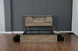 Farmhouse Bed Frame Queen Size with LED Lights and Charging Station, Wooden Queen Bed with 2 Storage Drawers, Rustic Headboard with Sliding Barn Door Storage Cabinets - DTYStore