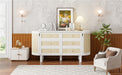 Full Murphy Bed with Hidden Storage & Modern Woven Design,White - DTYStore