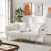 Cream White Velvet Futon Sofa Bed with Gold Metal Legs - DTYStore