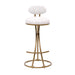 Bar Stools Set of 2 S-shaped Gold Barstools with Backrest Floral Print Upholstered Dining Chairs Counter Height Stool for Kitchen Island (Gold & White Print) - DTYStore