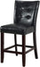 Modern Counter Height Chairs Black Faux Leather Tufted Set of 2 High Chairs Dining Seating - DTYStore