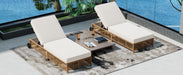 Outdoor Lounge Chair, Patio Chaise Lounge with 5-Position Backrest, Rattan Outdoor Lounge Chair with Cushion and Wheels for Poolside, Backyard, Garden (Natural+Beige) - DTYStore