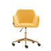 Modern Velvet Fabric Material Adjustable Height 360 Revolving Home Office Chair With Gold Metal Legs And Universal Wheels For Indoor,Yellow - DTYStore