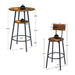 Round Bar Stool Set With Shelves, Stool With Backrest Rustic Brown, 23.6'' Dia x 35.4'' H - DTYStore