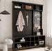 Hall Tree with Shoe Bench, Coat Rack ,Shoe Storage ,Storage Shelves and Pegboard, for Hallways, Halls and Bedrooms, Black - DTYStore
