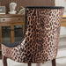 Furniture,Ultra Side Dining Chair, Thickened fabric chairs with neutrally toned solid wood legs, Bronze nail head, Set of 2,Leopard Print - DTYStore