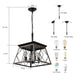 4-Light Farmhouse Chandelier Vintage Antique Chandeliers Light Fixture For Kitchen Dining Room Living Room Walnut (No bulbs)