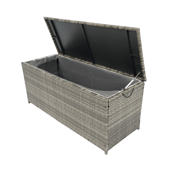 Outdoor Storage Box, 113 Gallon Wicker Patio Deck Boxes with Lid, Outdoor Cushion Storage for Kids Toys, Pillows, Towel Grey Wicker - DTYStore