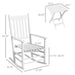 Outsunny Outdoor Rocking Chair Set of 2 with Side Table, Patio Wooden Rocking Chair with Smooth Armrests, High Back for Garden, Balcony, Porch, Supports Up to 352 lbs., White - DTYStore