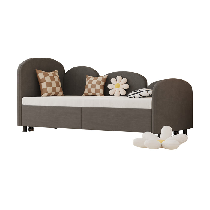 Twin Size Twin Size Bed frames With An Another Bed frame, Velvet Upholstered Daybed, Modern Sofa Bed Daybed Frame for Bedroom Living Room, Suitable for Living Room, Kids Room, Bedroom (Ddry Gray)