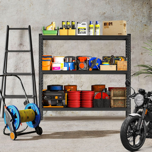 3-Tier Industrial Shelving Rack - 63in, Heavy Duty Steel Shelving Unit Adjustable, 67' W*19.7' D*63'H, Black, Requires Assembly - Image 2