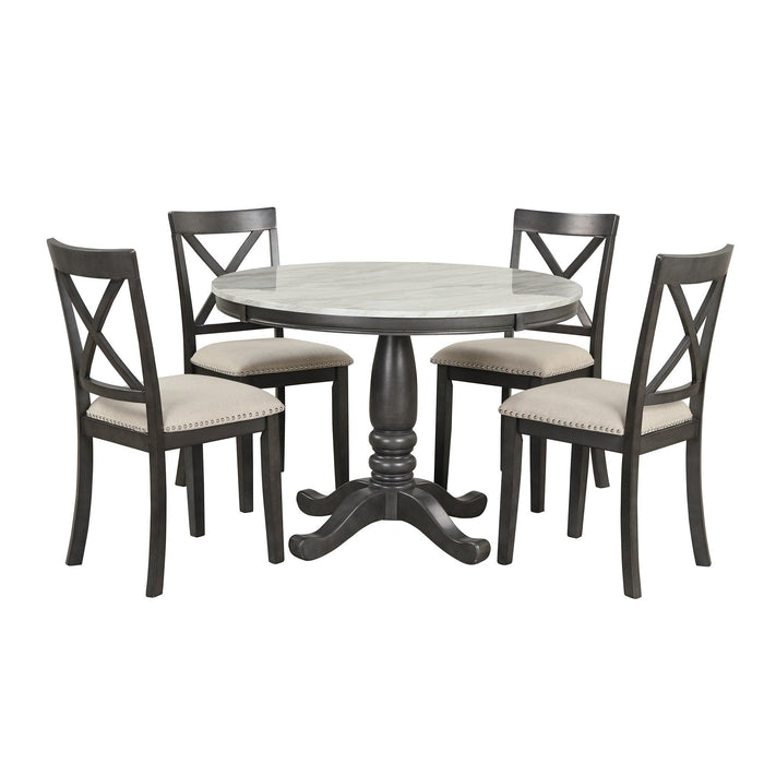 Orisfur. 5 Pieces Dining Table and Chairs Set for 4 Persons, Kitchen Room Solid Wood Table with 4 Chairs - DTYStore