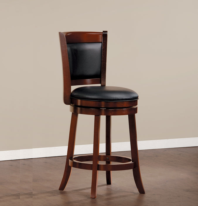 Comfortable Swivel Counter Height Chair 1pc Dark Cherry Finish Faux Leather Upholstery Solid Wood Furniture - DTYStore