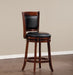 Comfortable Swivel Counter Height Chair 1pc Dark Cherry Finish Faux Leather Upholstery Solid Wood Furniture - DTYStore