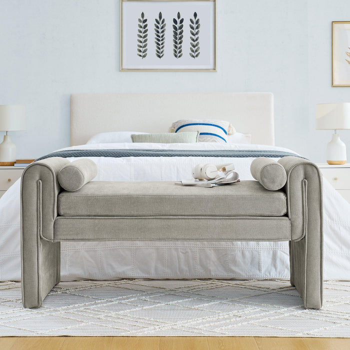 Bedroom storage stool, linen fabric storage stool, large storage space, 50.39 inches, can be used for bed end, living room, entrance, Gray - DTYStore