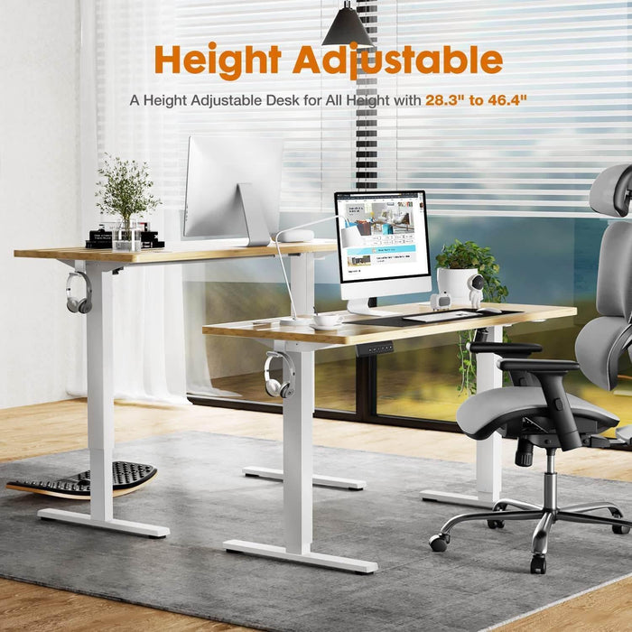 Electric Height Adjustable Standing Desk,Sit to Stand Ergonomic Computer Desk,Yellow,48'' x 24" - DTYStore