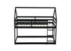 Twin over Twin Rubber Wood Floor Bunk Bed, with ladder,Guardrails,House-Shaped-Bunk Bed, Black - DTYStore