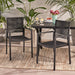Outdoor Modern Aluminum Dining Chair with Rope Seat (Set of 2), Dark Gray and Black - DTYStore
