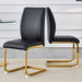 Luxury Simple Arch Chair - Set of 2 BLACK PU Material High Resilience Dining Chair with Arched Metal Gold Leg. - DTYStore