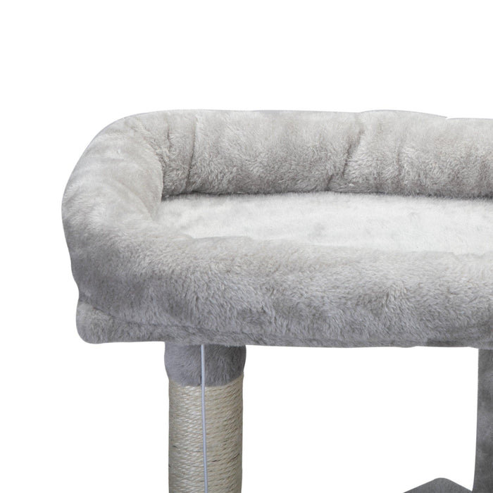 Double Level Cat Tree Stand House Furniture Kittens Activity Tower Posts Kitty Pet Play House - light gray - DTYStore