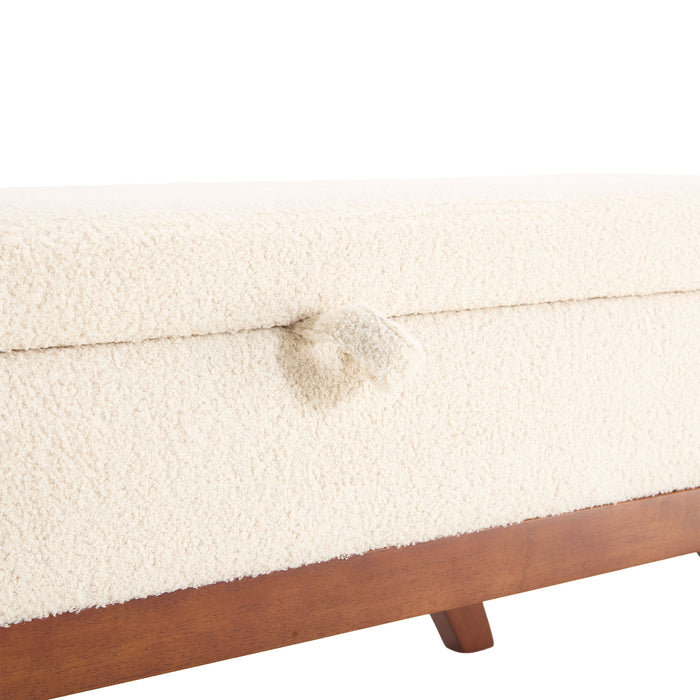 COOLMORE Teddy wool fabric, solid wood feet for solid weighing, and bed end stool with storage function