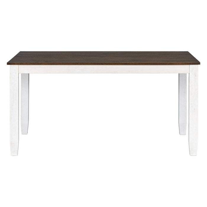 Rustic Style 6-Piece Dining Room Table Set with 4 Ergonomic Designed Chairs & a Bench (Walnut + Cottage White) - DTYStore