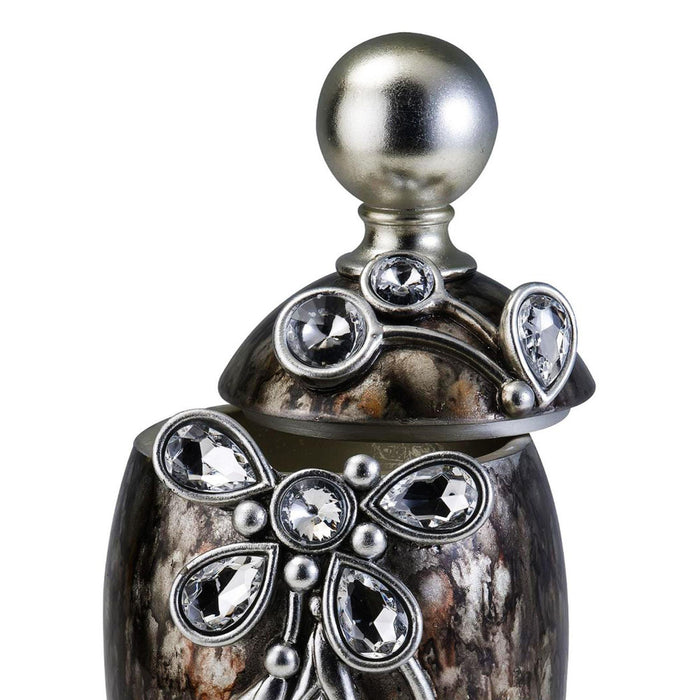 11.25" Tall Polyresin Decorative Jewelry Box "Balleria", Crystal and Glass Accent - DTYStore