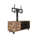 Rustic Brown TV Console with push-to-open Storage Cabinet for TV up to 65in Wood &glass TV Stand for Living Room Bedroom - DTYStore