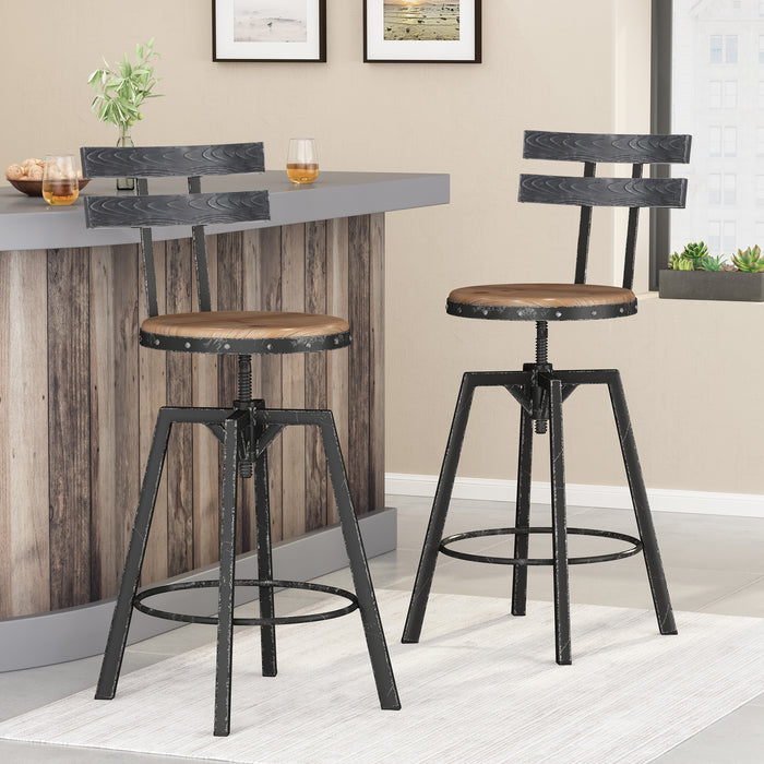 METAL CHAIR WITH WOODEN SEAT(set of 2) - DTYStore