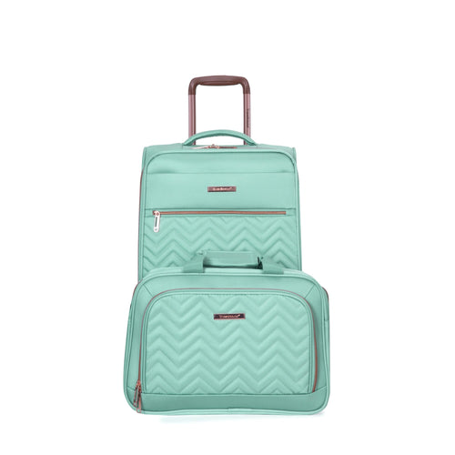 Softshell Suitcase Spinner Wheels Terylene Luggage Set Green 4-Piece Lightweight Durable - Image 14