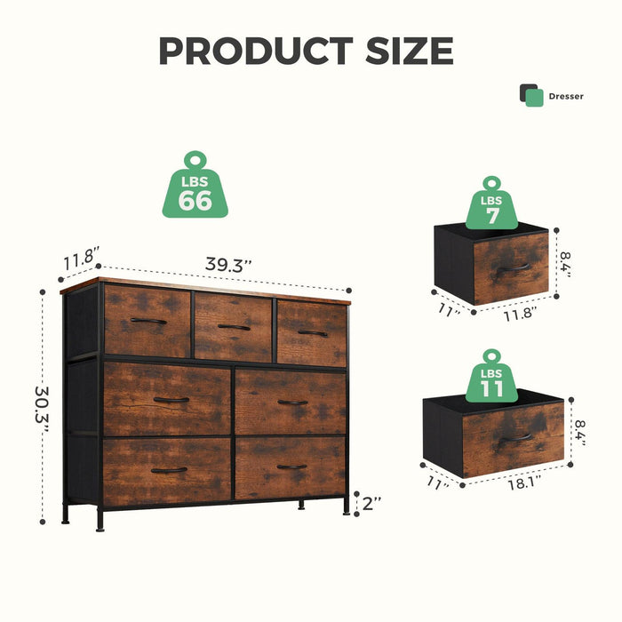 7 storage Spaces, assembled wardrobe lockers, bedroom furniture lockers,brown - DTYStore