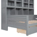 Twin Size Wooden Daybed with Glass-Door Storage Cabinets, Built-in LED Lighting and Shelves, Gray - DTYStore