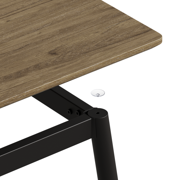 Modern minimalist walnut wood grain tabletop dining table and chair 4-piece set, stylish dining table, kitchen dining table, black metal leg design, suitable for 4-6 people dining