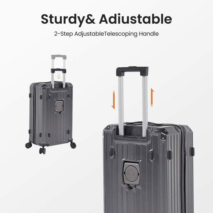 Luggage Set 4 pcs (20"/24"/29"/Travel Bag), PC+ABS Durable Lightweight Luggage with Collapsible Cup Holder, 360Â° Silent Spinner Wheels, TSA Lock, Gray - DTYStore