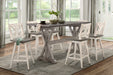 Counter Height Chairs Set of 2, White Gray 360-degree Swivel Chair Solid Rubberwood Kitchen Dining Furniture, X-Back - DTYStore
