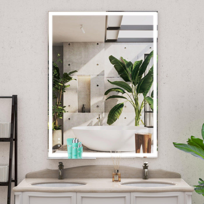 48x36 inch LED Bathroom Vanity Mirror Wall Mounted Adjustable White/Warm/Natural Lights Anti-Fog Touch Switch with Memory Modern Smart Large Bathroom Mirrors - DTYStore