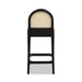 Panama 26.5' Curved Back Cane Rattan Counter Stool, Set of 2, Ebony Black Boucle - DTYStore