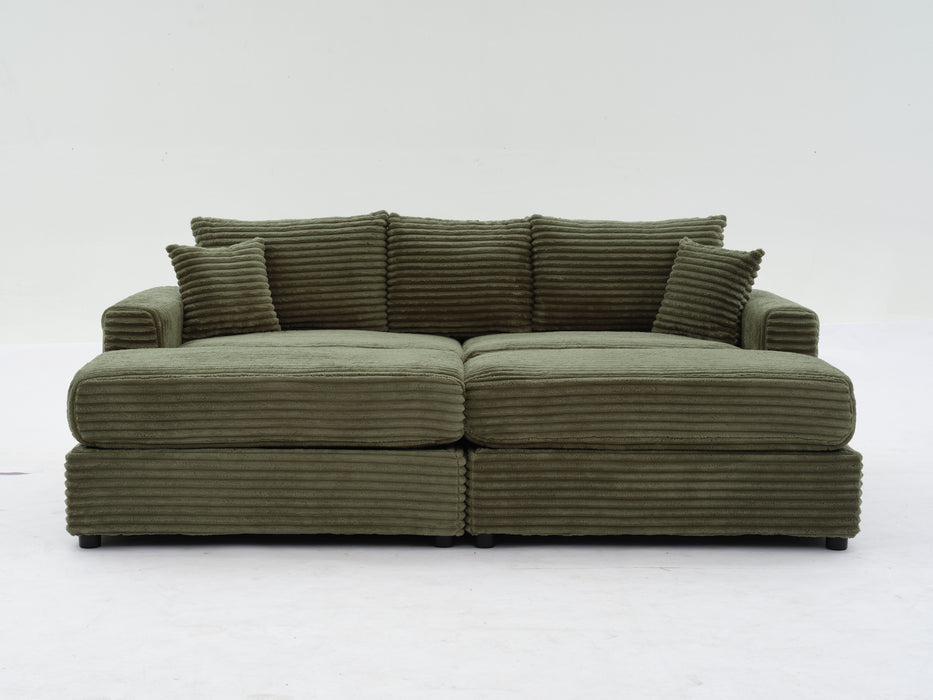 Modern Sectional Couch , 2 Pieces Corduroy Couch Cushion Covers , Soft Stretch Sofa Slipcovers with 2pcs Pillows