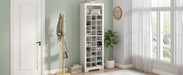 Stylish Design 30 Shoe Cubby Console, Contemporary Shoe Cabinet with Multiple Storage Capacity, Free Standing Tall Cabinet with Versatile Use for Hallway, Bedroom, White - DTYStore