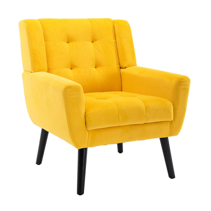 Modern Soft Velvet Material Ergonomics Accent Chair Living Room Chair Bedroom Chair Home Chair With Black Legs For Indoor Home - DTYStore