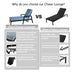 3PC Outdoor Aluminum Patio Furniture Chaise Lounge Set, 2 Chaise & 1 End Table with Modern Tapered Feet,Pneumatic Adjustable Backrest for Effortless Reclining, Wheels, Sunbrella Cushion, Ember Black - DTYStore