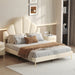 Queen Size Upholstered Bed Frame with Elegant Design, Modern Velvet Platform Bed with Petal Shape Headboard,Beige - DTYStore