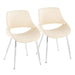 Fabrico Mid-Century Modern Accent/Dining Chair in Chrome Metal and Cream Faux Leather by LumiSource - Set of 2 - DTYStore