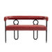 Modern Loveseat 2 Seater Sofa Chenille Fabric Couch with Arms and Metal Legs for Living Room, Home Office, Studio (Wine Red PU) - DTYStore