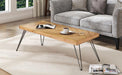 Modern Coffee Table, Easy Assembly Tea Table, Cocktail Table with w/Chevron Pattern & Metal Hairpin Legs for Living Room, Ash Wood Finished - DTYStore