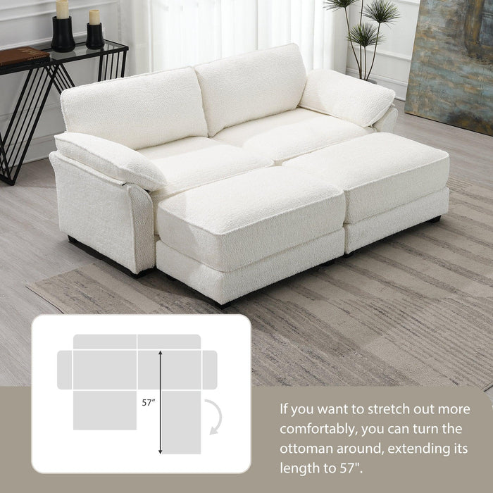 Free Combination Modular Convertible Sectional Sofa Bed Set, 4 Seat Upholstered Sleeper Corner Couch, Deep-Seat Loveseat with Ottoman for Living Room, Office, Apartment,2 Colors - DTYStore