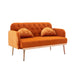 Modern Velvet Loveseat Sofa , Comfy Upholstered 2-Seater Sofa with Gold Metal Legs, Small Loveseat Accent Couch for Living Bedroom Leisure Areas (Orange Velvet) - DTYStore