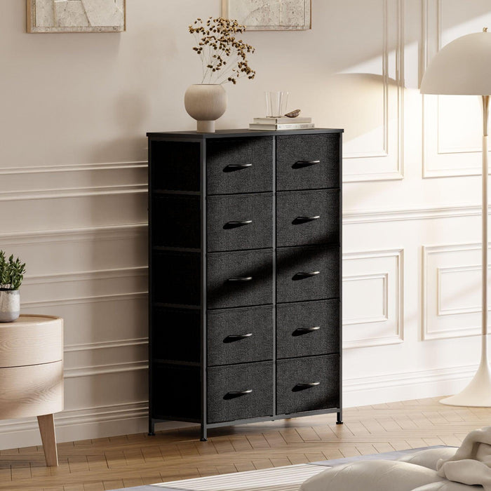 SweetCrispy Dresser for Bedroom Storage Drawers, Fabric Storage Tower with 10 Drawers Sturdy Metal Frame - DTYStore