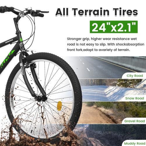 A24338 24 Inch Carbon Steel Frame Mountain Bike,21-Speed Dual V-Brake, Adult and Teens Bicycle for Mountain - Image 2